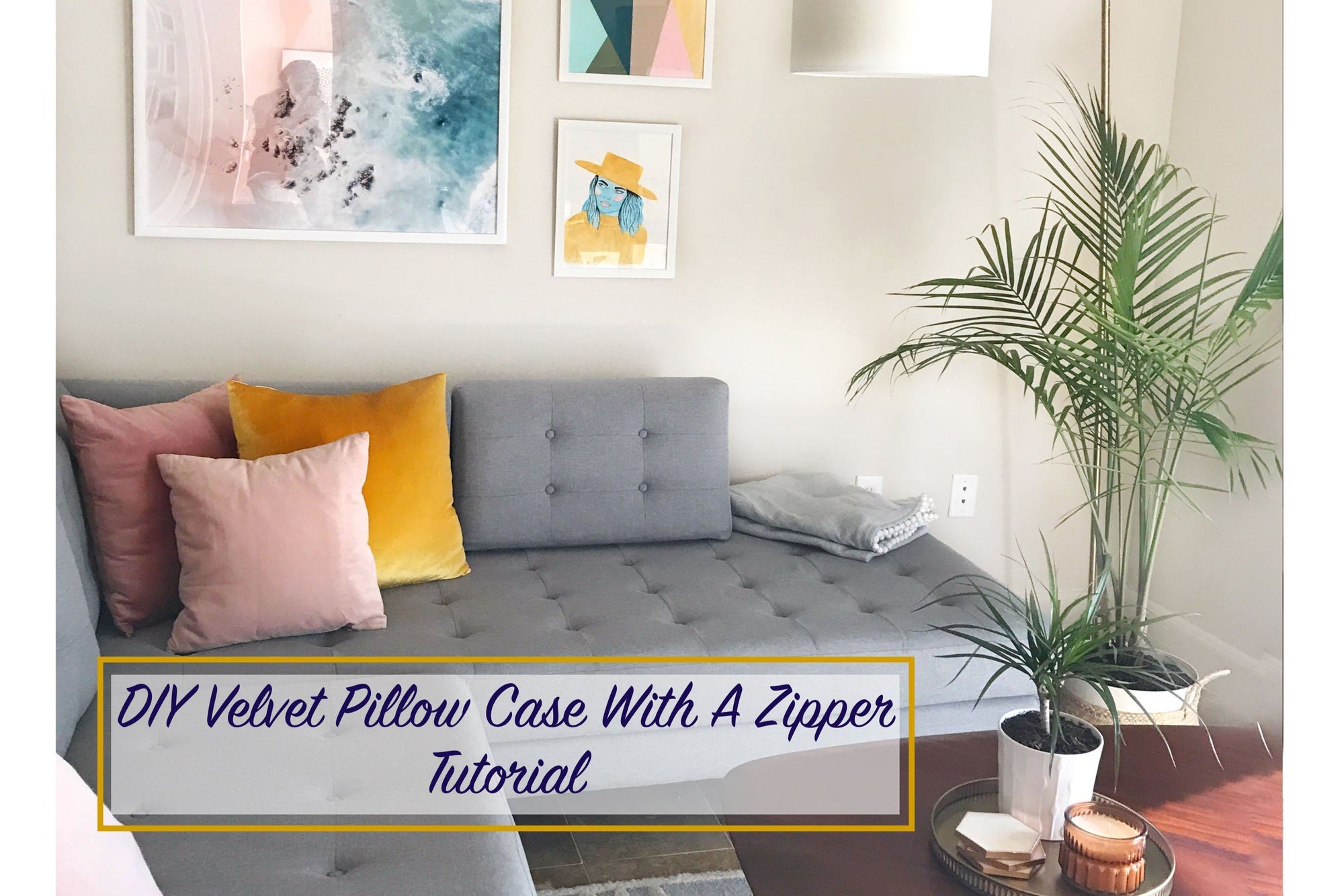 DIY Velvet Pillow Case with a Zipper