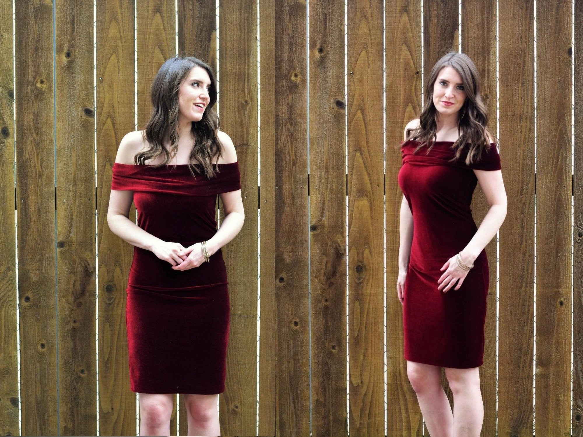 DIY Fold Over Off the Shoulder Velvet Dress Tutorial