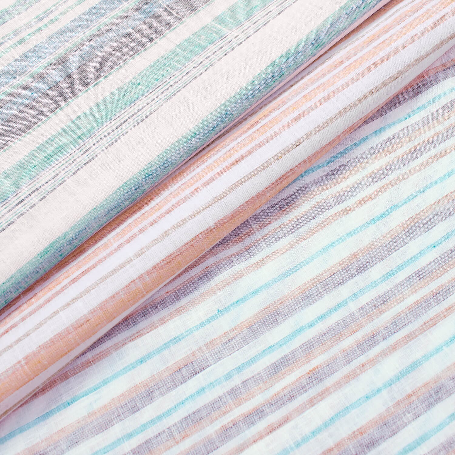 BOLD STRIPE COTTONLINEN　24SS　578-4153012 Multi Stripe Polyester Cotton Linen-Look Fabric