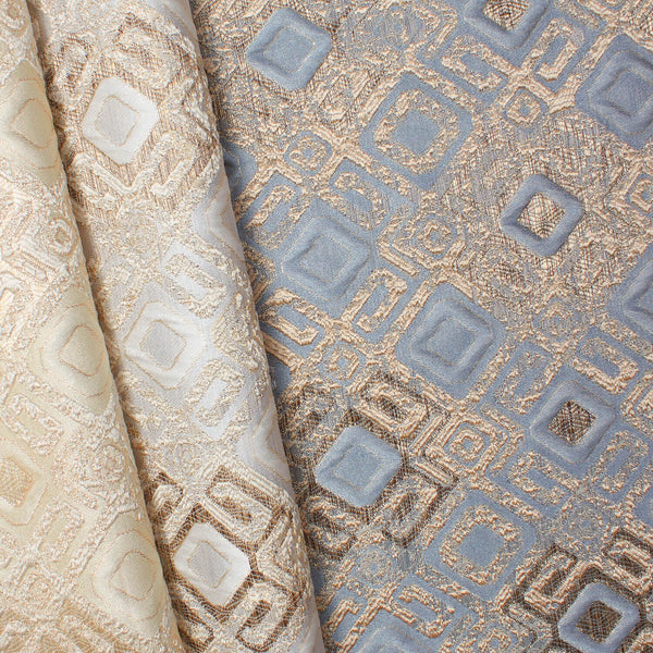 Geometric Square Extra Wide Metallic Upholstery Jacquard Fabric Group
