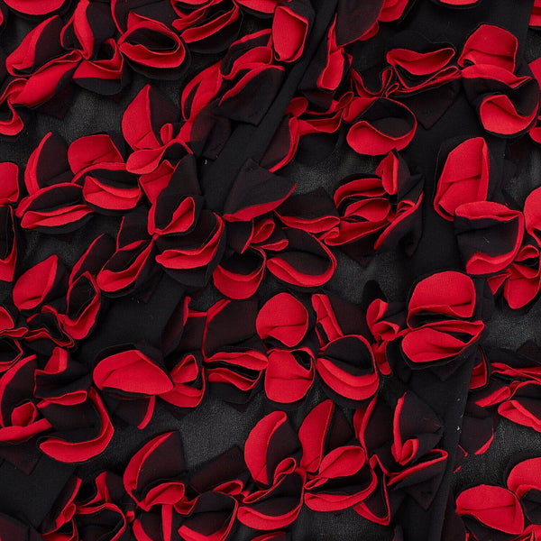 Ruffled Bulbs Embroidered On Chiffon Fabric SV580989 Black / Red 1