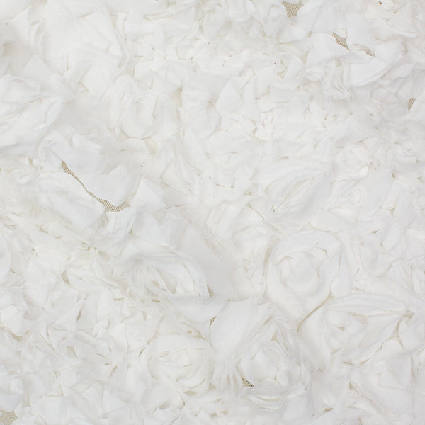 Ruffle Daisy Rosette On Mesh Fabric SV581058 White 1