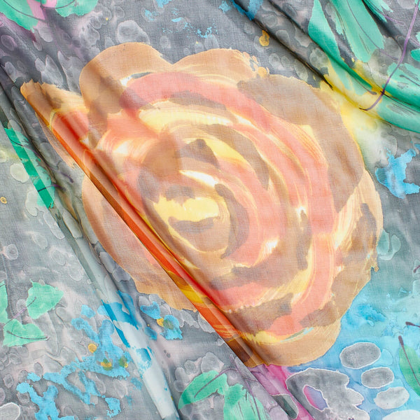 Abstract Floral Vine Swirl On Printed Chiffon Fabric SV581706 Orange 1