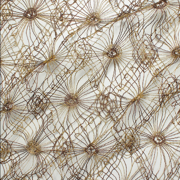 Daisy Floral Corded Lace Fabric SV581025 Gold / Rust 1