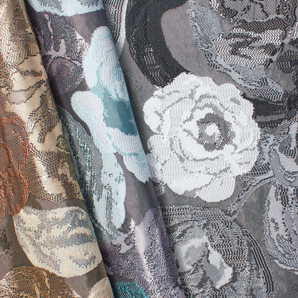 Garden Bloom Floral Extra Wide Metallic Upholstery Jacquard Fabric Group