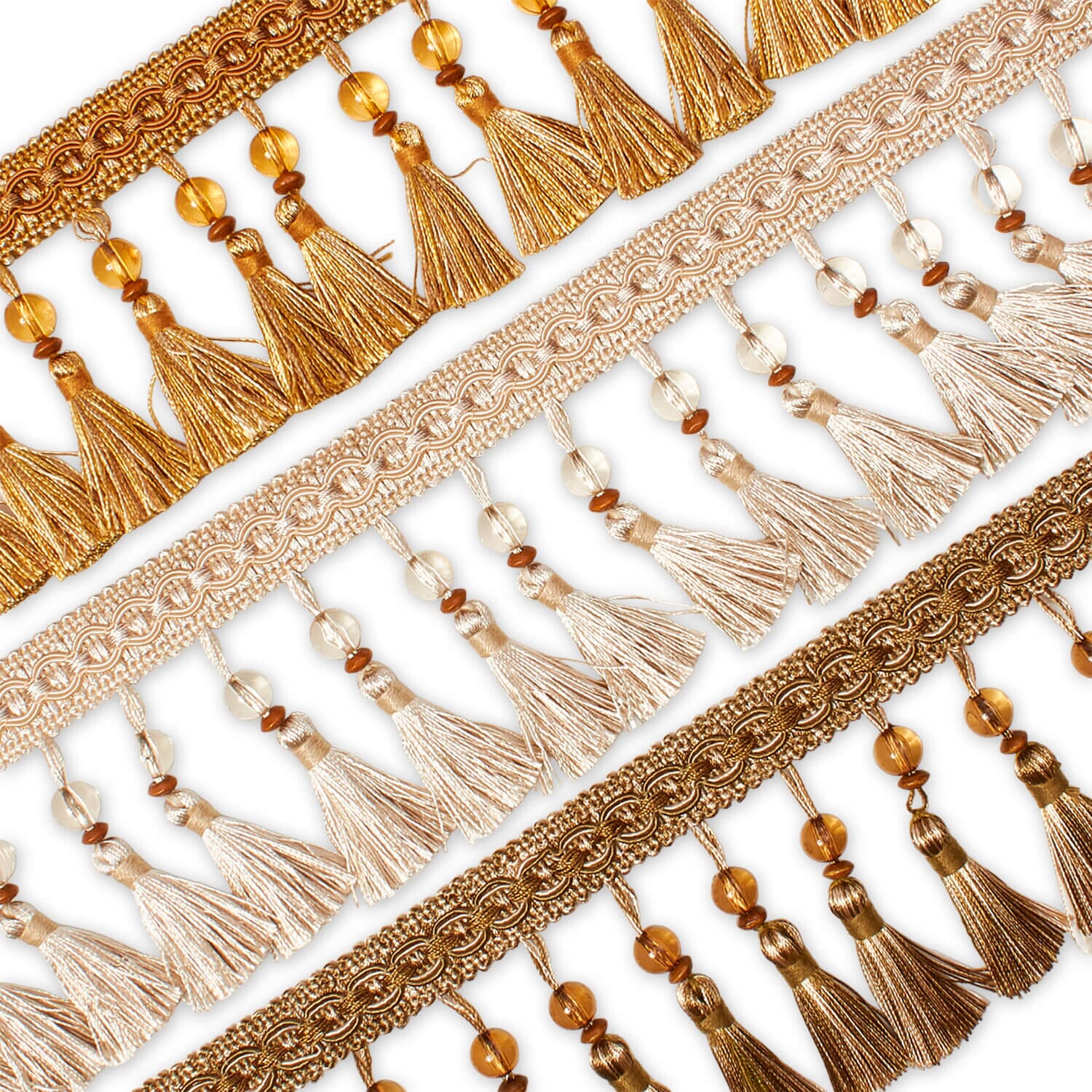 3 Aristocrat Tassel Fringe Trim Gold and Antique Gold Per Yard 3 Aristocrat Tassel Fringe Trim Gold and Antique Gold Per Yard