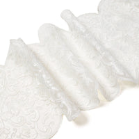 Floral Sequin Embroidery On 8 Inch Corded Mesh Lace Trim Fabric SV582868 White Image A3