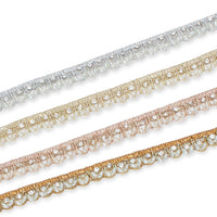 1/2 Inch Beaded Rhinestone Metallic Corded Ribbon Fabric Trim Group Image
