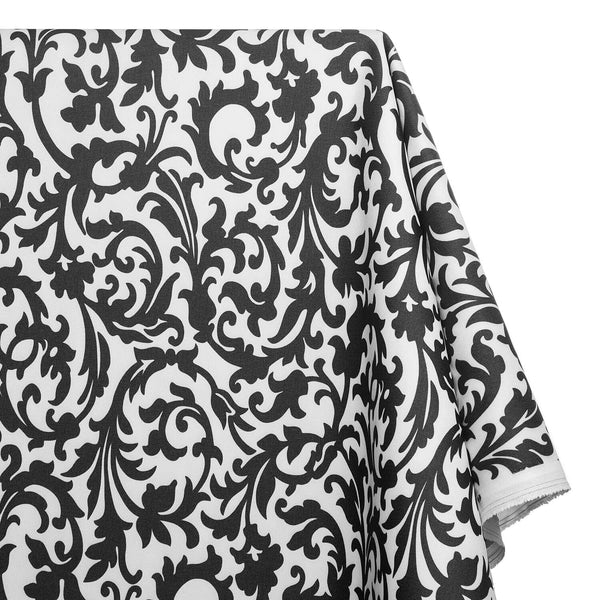 Ottertex Waterproof Canvas Scroll Print Fabric SV570291 White / Black Image A1
