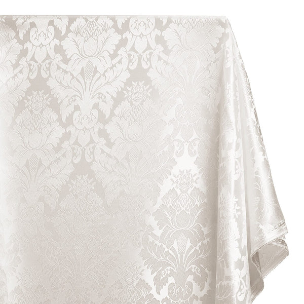 Extra Wide Floral Damask Upholstery Jacquard Fabric SV571040 White / White Image A1