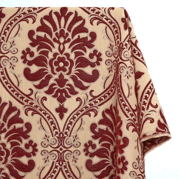 Floral Damask Chenille Upholstery Brocade Jacquard Fabric SV580310 Gold / Burgundy 1