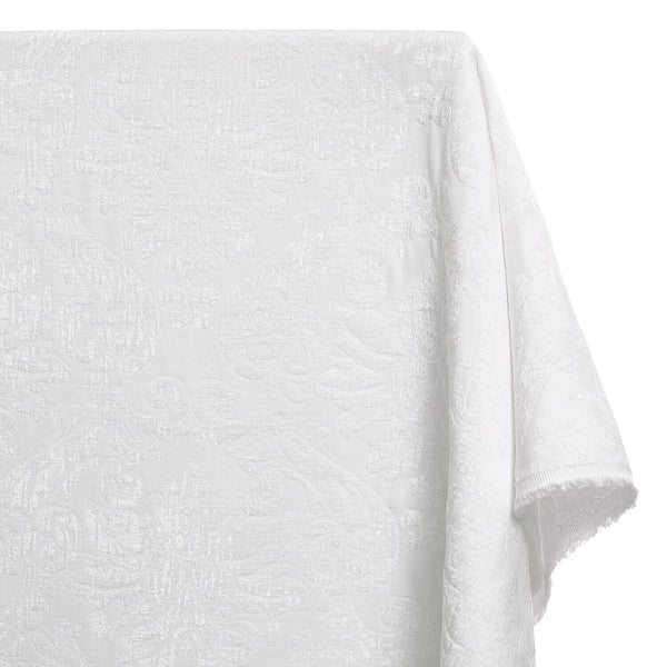 Julius Damask Chenille Upholstery Brocade Jacquard Fabric SV580315 White / White 1