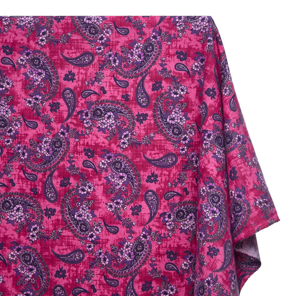 Paisley Printed Cotton Flannel Fabric SV580345 Fuchsia 1