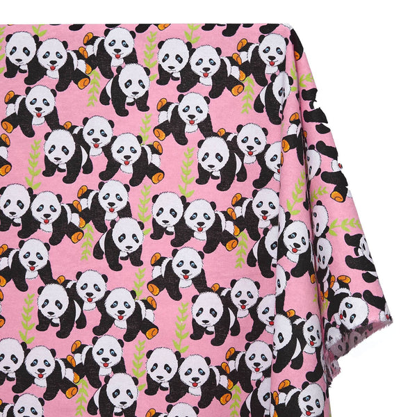 Panda Printed Cotton Flannel Fabric SV580360 Pink 1