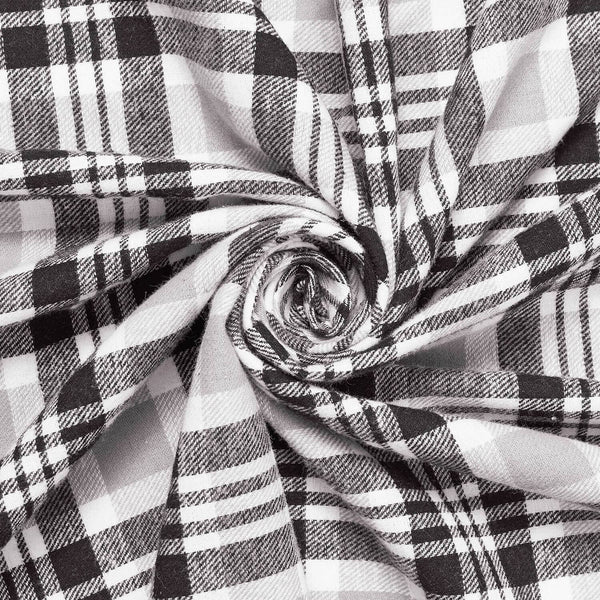 Plaid Cotton Flannel Black Fabric SV575317 2