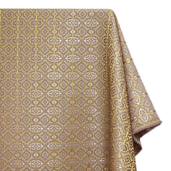 Kashmir Geometric Extra Wide Brocade Upholstery Jacquard Fabric SV580462 Gold / Lilac 1