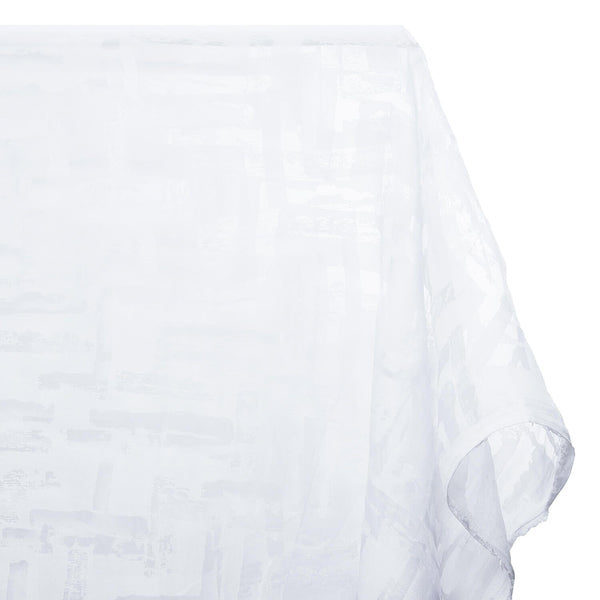 Geometric Abstract Extra Wide Burnout Polyester Rayon Jacquard On Voile Fabric SV581112 White A1