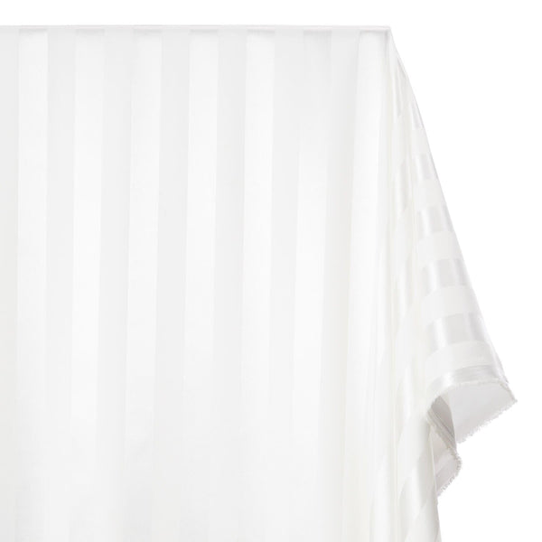 1 Inch Striped Stretch Satin Jacquard Fabric SV581717 White 1