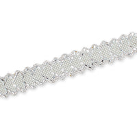 1.25 Inch Pearly Rhinestone Glitter Infused Iron On Scalloped Mesh Fabric Trim SV583002 Silver Image A3