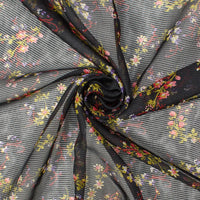 Floral Vine Printed Striped Silk Chiffon Fabric SV581680 2