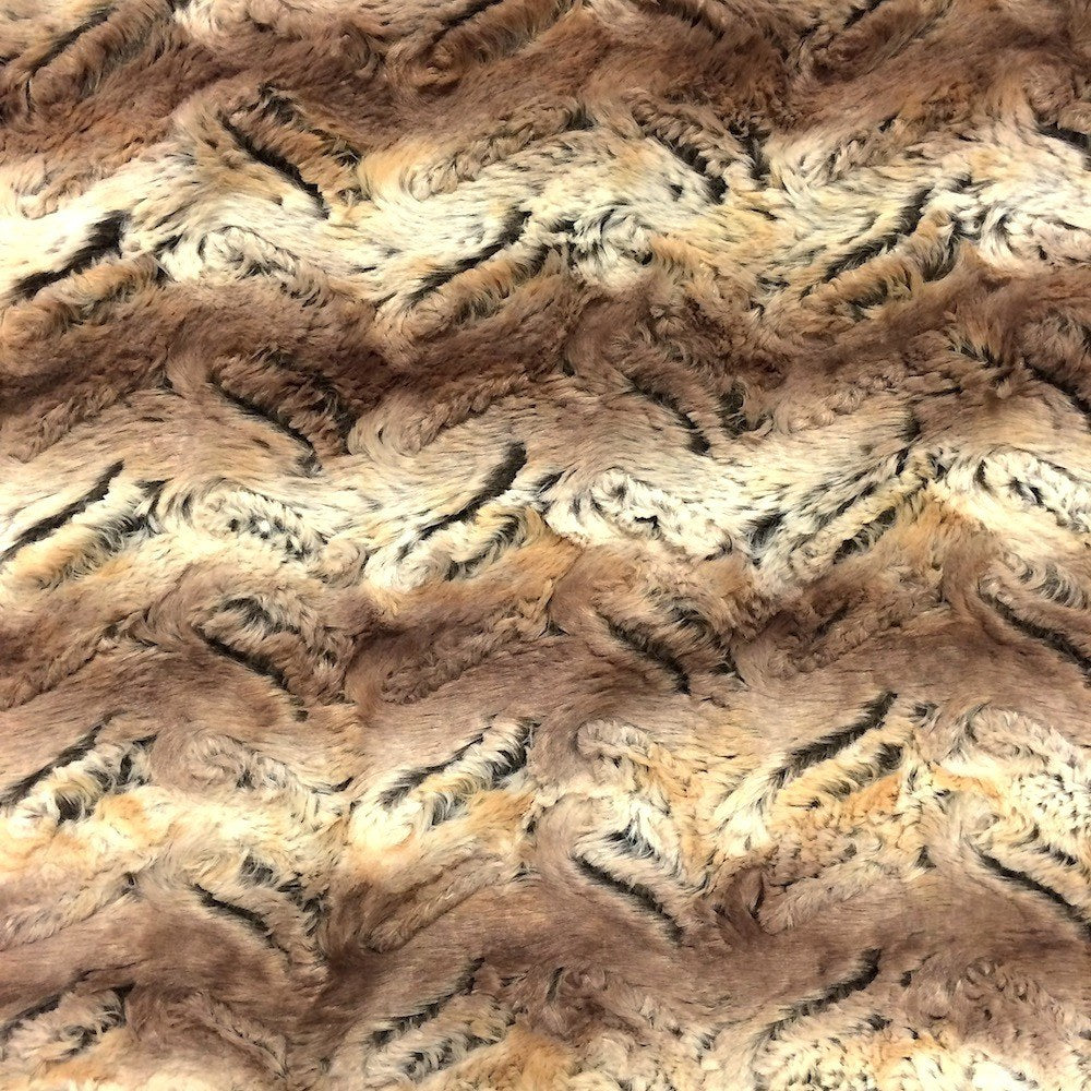 Super soft ivory pleated fake fur fabric 