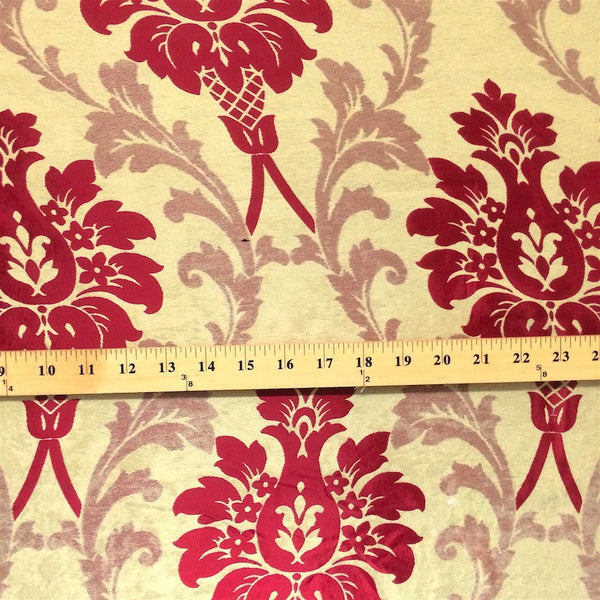 Burgundy Velvet Jacquard Fabric 9025 SV570426 2