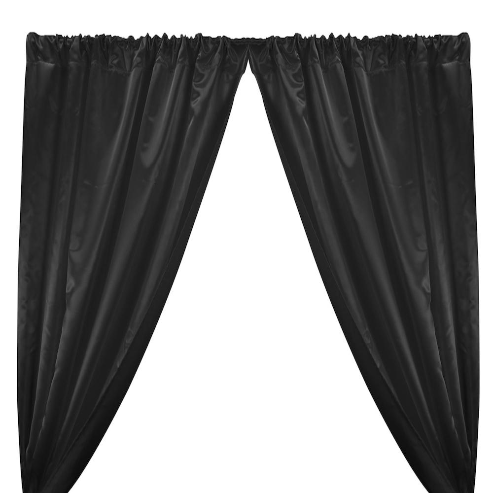 Black Bridal Satin Fabric Curtains with Pockets for Pipe Drape