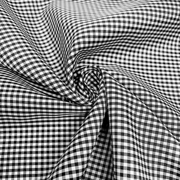 1/16 Inch Gingham Check Polyester Cotton Poplin Fabric SV575752 White / Black Image 1