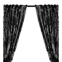 Paillette Circle Sequins Rod Pocket Curtains - Black