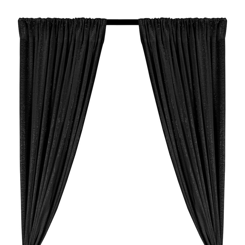 Zigzag Micro Sequins Starlight Rod Pocket Curtains - Black, image size:1000x1000
