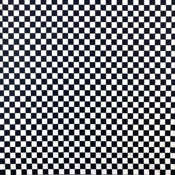 Checkered Print Cotton Fabric SV577424 Black White A1