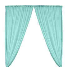 Polyester Chiffon Rod Pocket Curtains - Aqua Blue