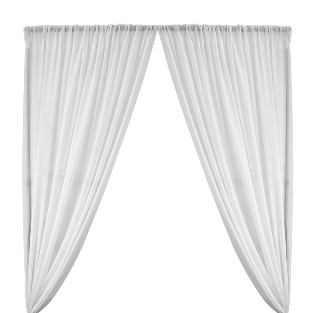 Polyester Chiffon Rod Pocket Curtains White 1