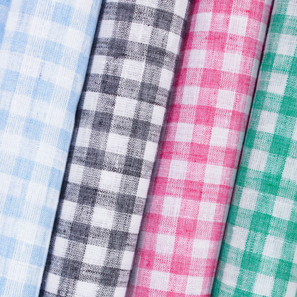 Gingham Check Linen Look Fabric Group