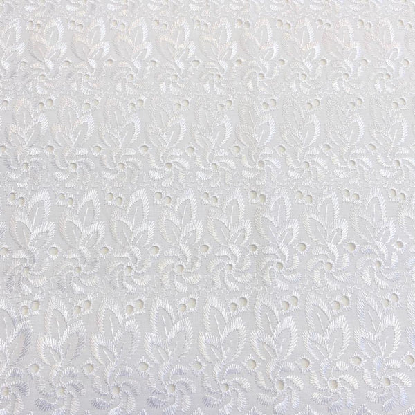 Eyelet Floral Embroidery Fabric SV571122 White 1