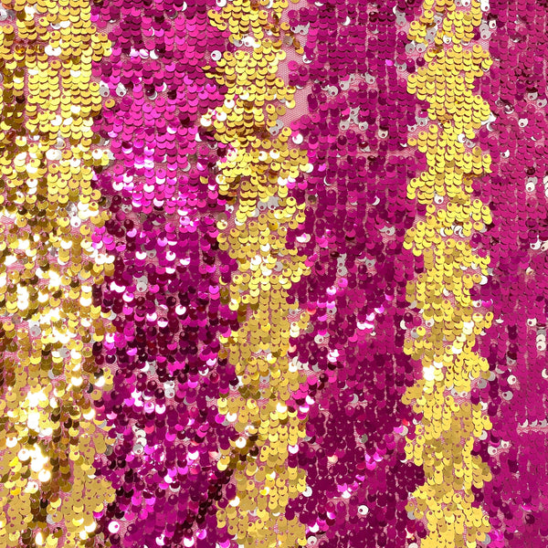 Two Tone Reversible Sequins On Mesh Fabric SV576593 Fuchsia/Gold 1