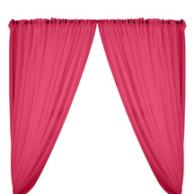 Sheer Voile Rod Pocket Curtains - Fuchsia
