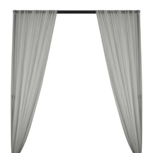 Silk Georgette Chiffon Rod Pocket Curtains - Grey