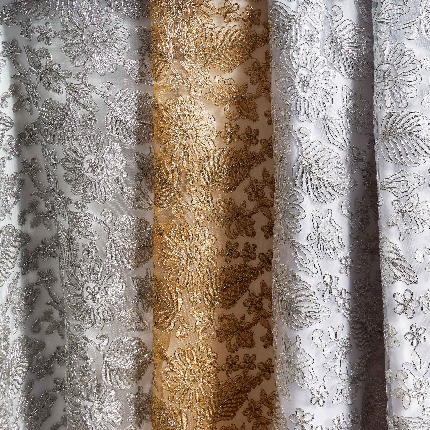Embroidered Daisy Floral Lace Fabric Group