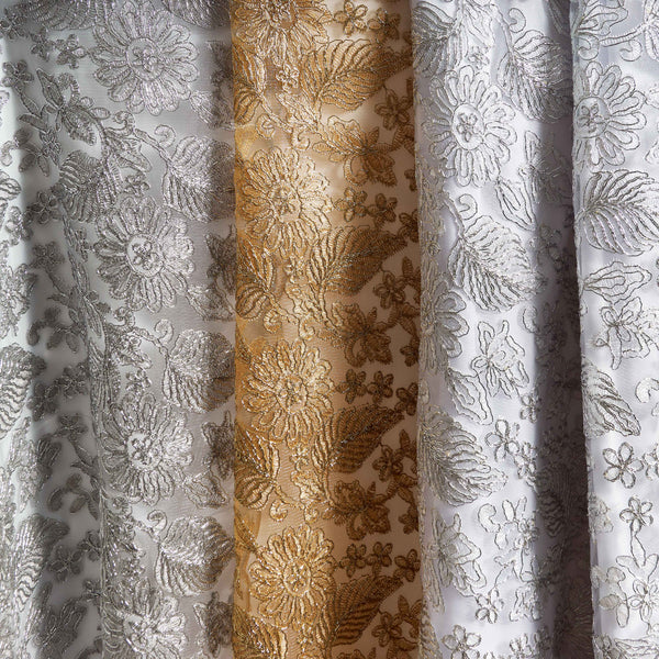 Embroidered Daisy Floral Lace Fabric Group