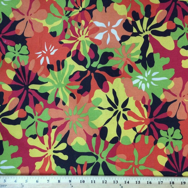 Ottertex Waterproof Canvas Tropical Print Fabric SV570293 Orange Image A9