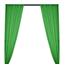 Silk Georgette Chiffon Rod Pocket Curtains - Kelly Green
