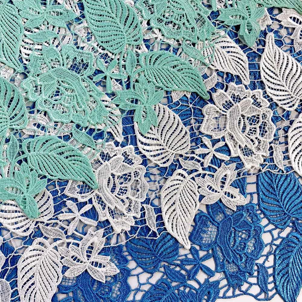 Leaf Design Guipure Lace - Teal - Fabric by the Yard