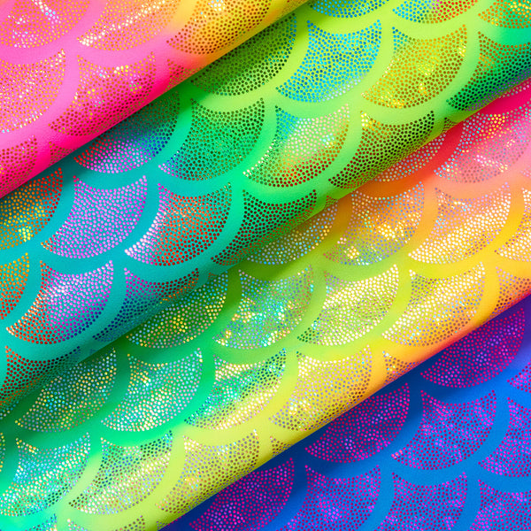 Mermaid Scale Hologram Tricot Foil Fabric Group