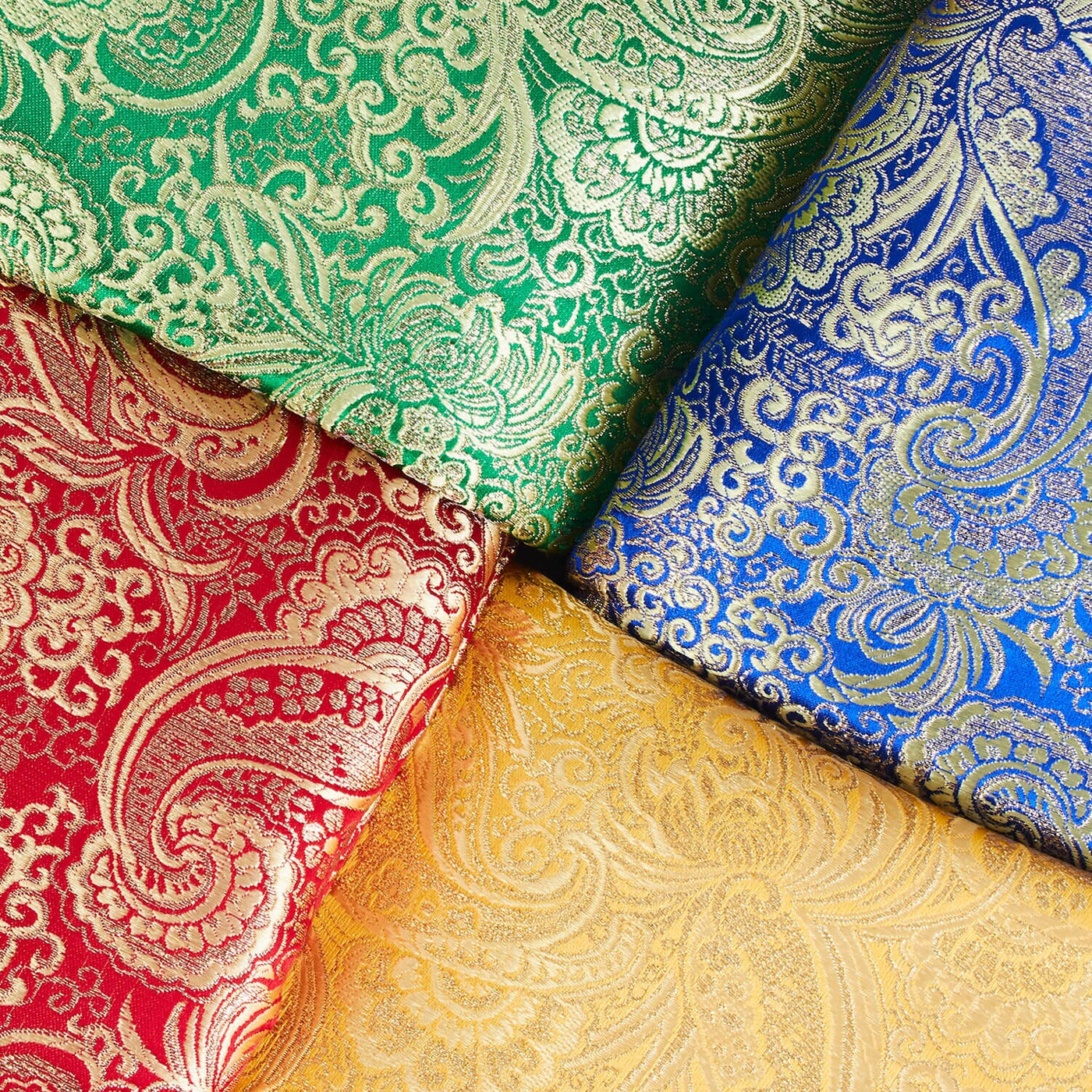Gold Paisley Metallic Brocade Fabric Group