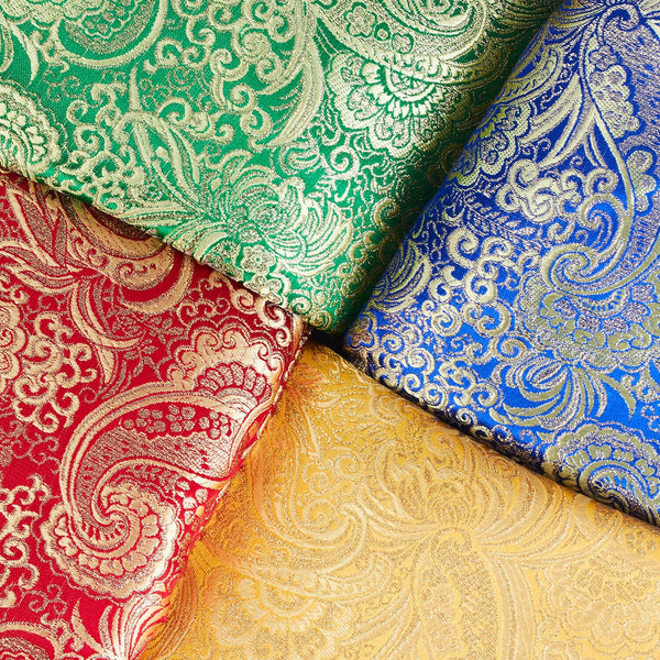 Gold Paisley Metallic Brocade Fabric Group