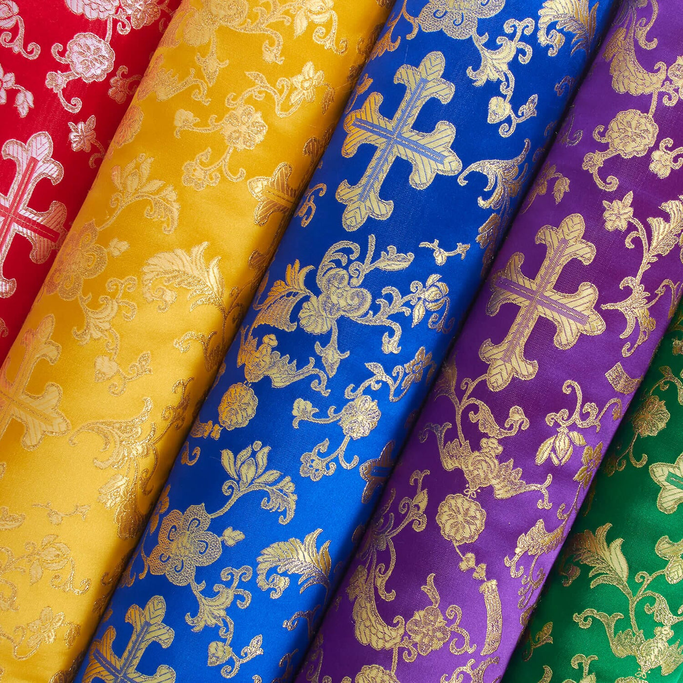 Church Cross Metallic Brocade Fabric Group
