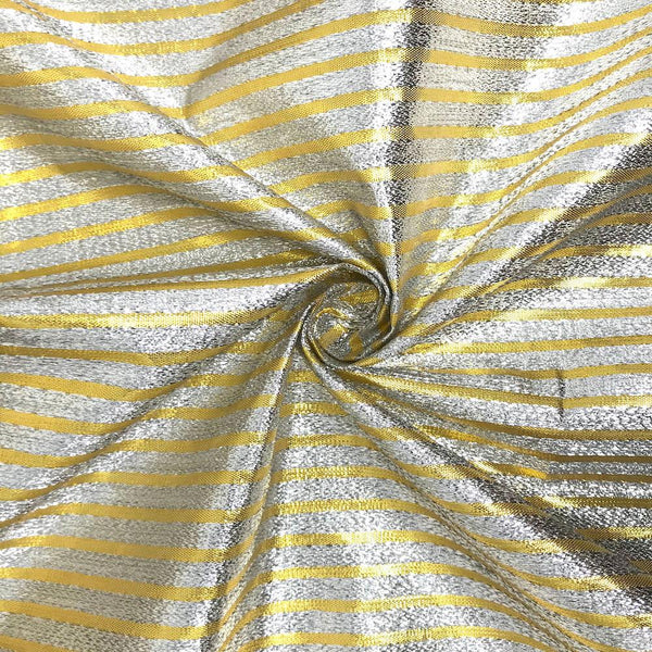 Metallic Foil Striped Brocade 56 Fabric SV576295 Silver/Gold 1