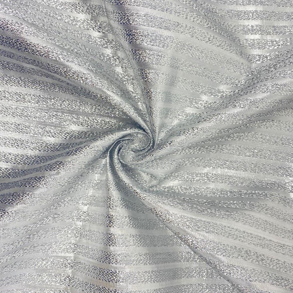 Metallic Foil Striped Brocade 45 Fabric SV576691 Silver/Silver 1