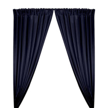 Stretch Charmeuse Satin Rod Pocket Curtains - Navy Blue